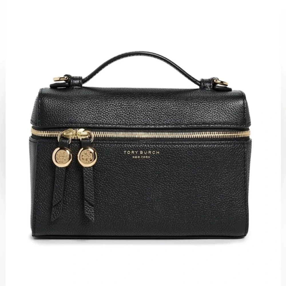 Tory Burch Black Pebbled Leather Romy Top-Handle Bag with Gold Hardware - NWT